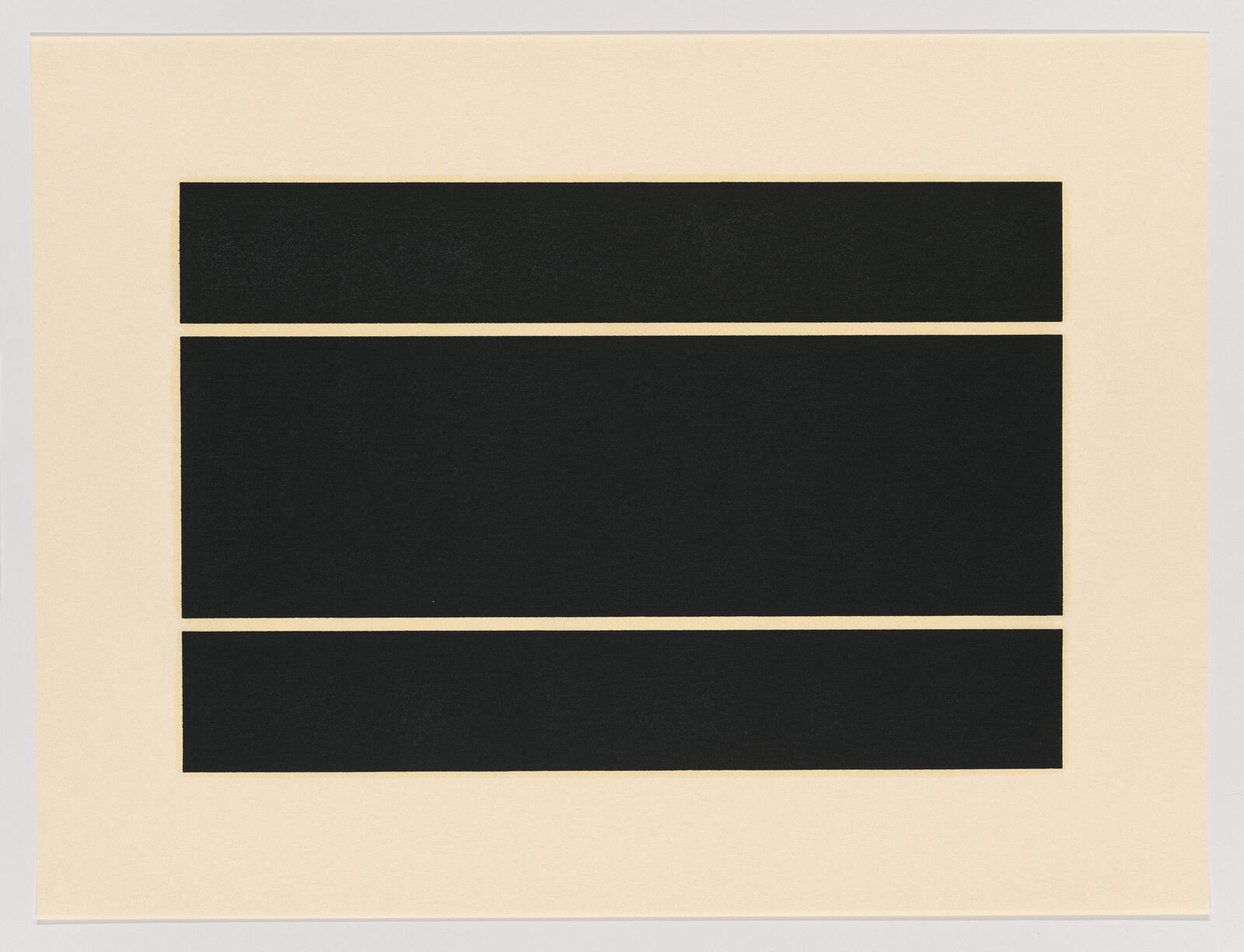 Three black horizontal rectangles, two narrow and one wide, centered on a cream background.