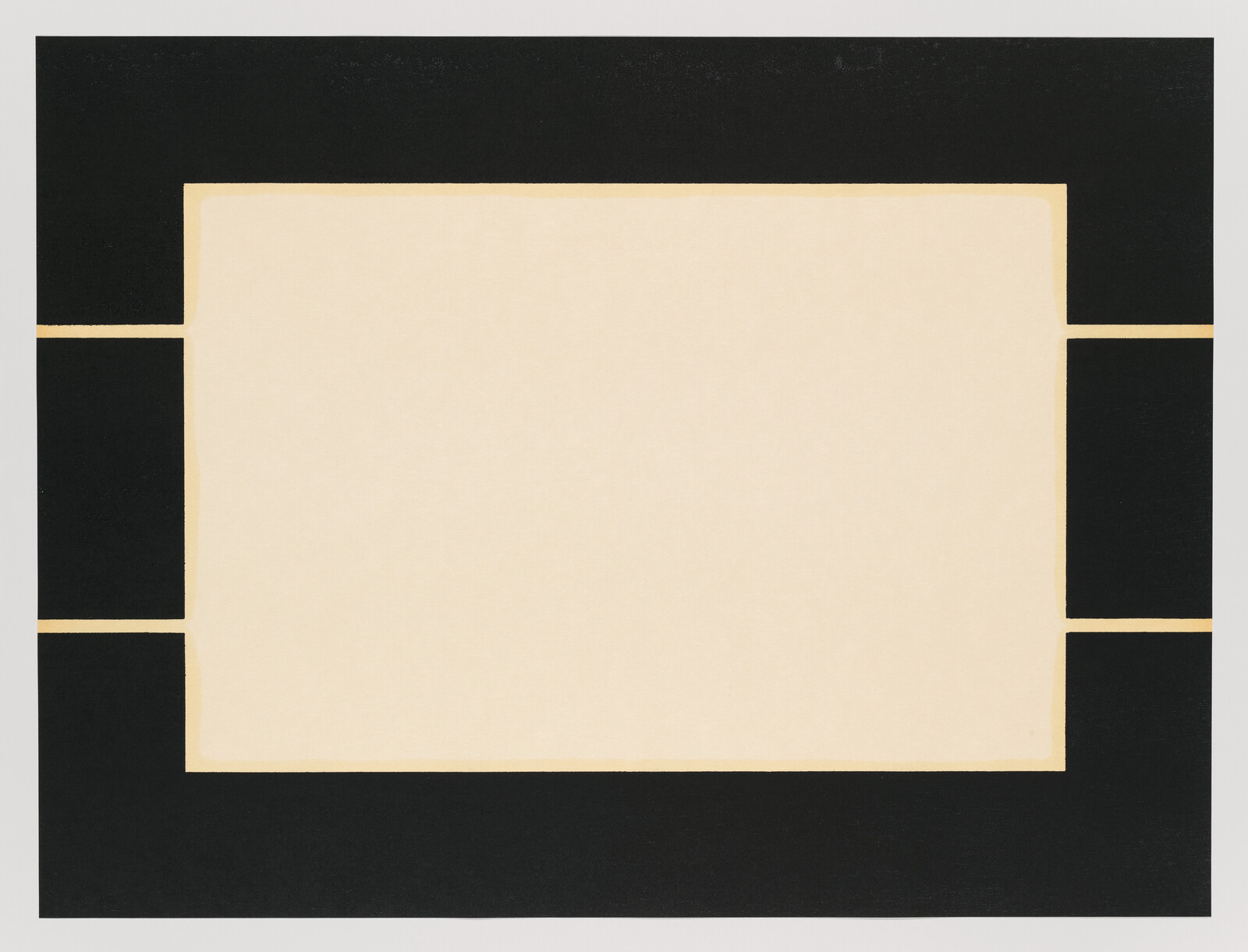A large pale rectangle centered inside a thick black border with narrow side openings.