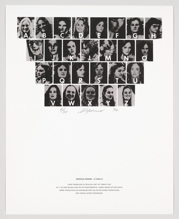 Grid of black-and-white female headshot portraits arranged in rows labeled A through Z.