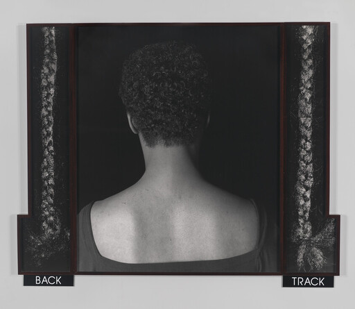 Person seen from behind showing bare shoulders and short curly hair, with labels 'BACK' and 'TRACK'.