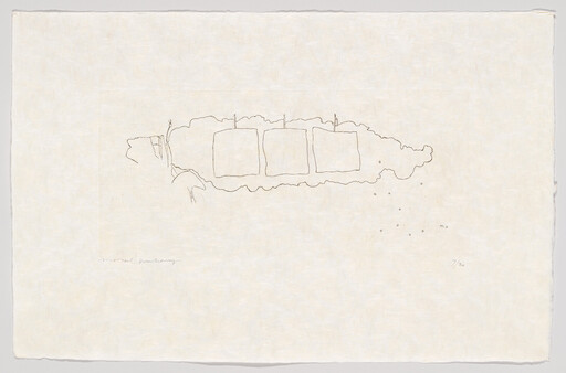 Three square panels sketched inside an irregular cloud-like outline on plain paper.