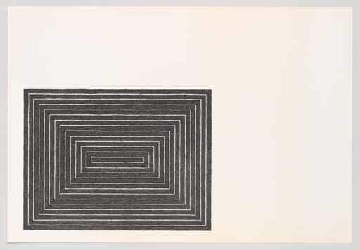 Nested black rectangular lines form a concentric square pattern on the left side of a white page.