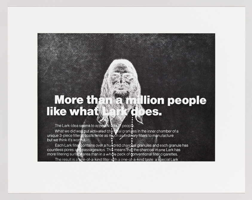 Black-and-white poster with text stating more than a million people like what Lark does.