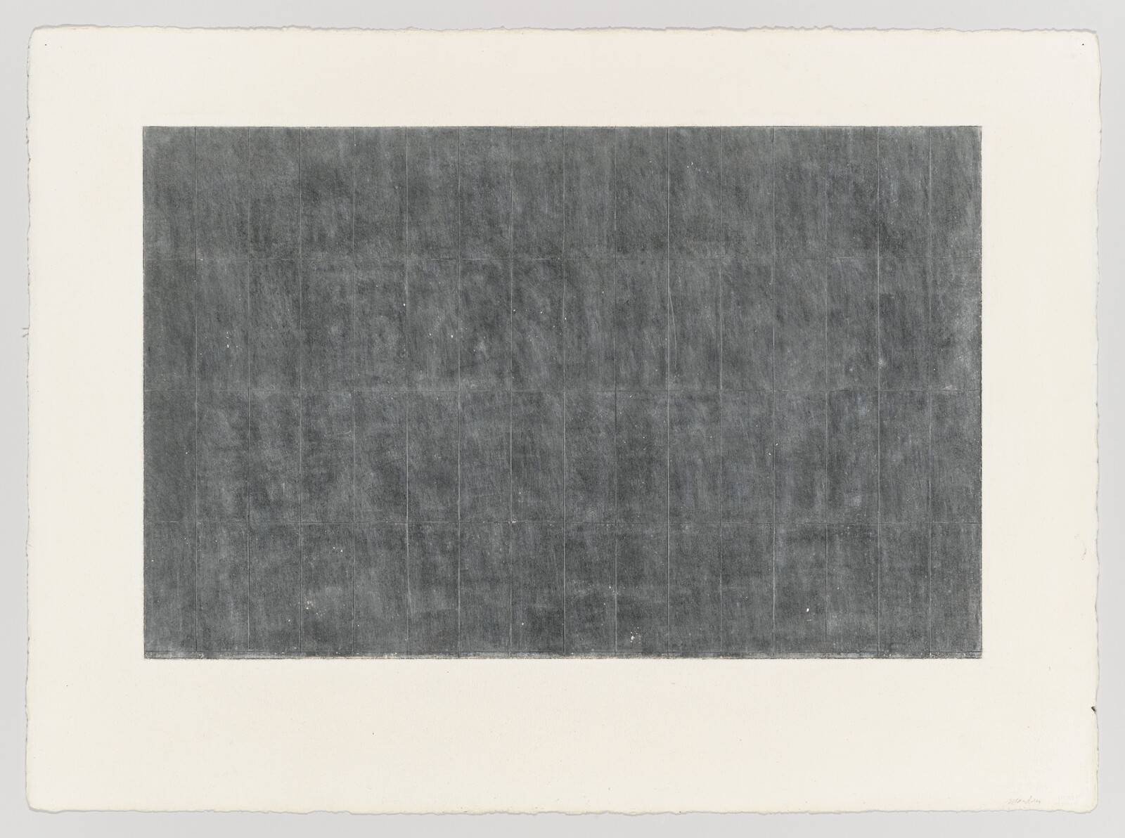 A dark gray rectangular grid of faint vertical and horizontal lines centered on cream paper.
