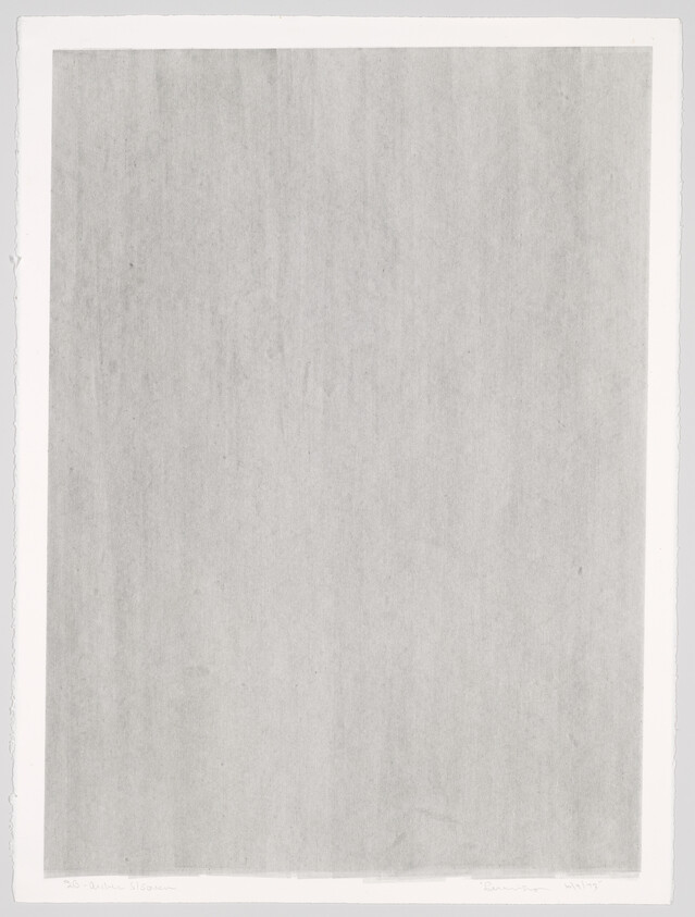 A large rectangular gray textured sheet centered on a white paper border, resembling minimalist artwork.