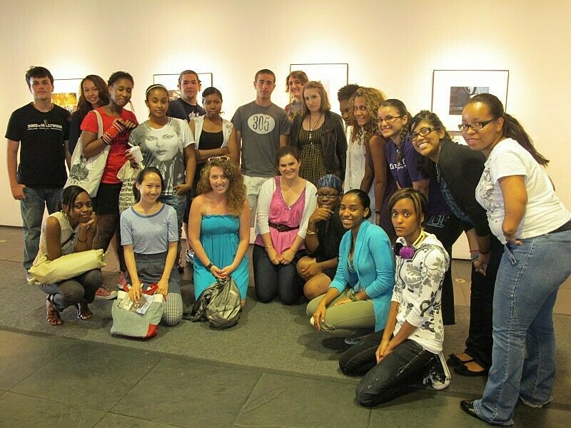 A student group poses at the Studio Museum in Harlem