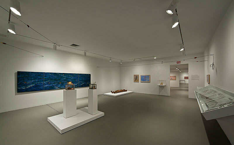 An installation view of artworks in a gallery.