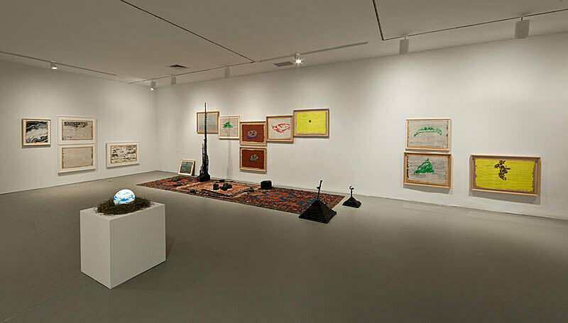 An installation view of artworks in a gallery.