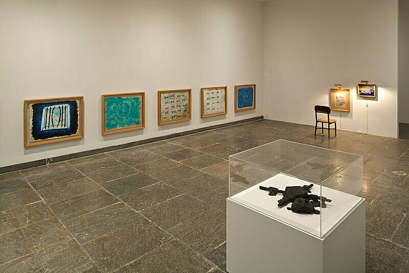 An installation view of artworks in a gallery.