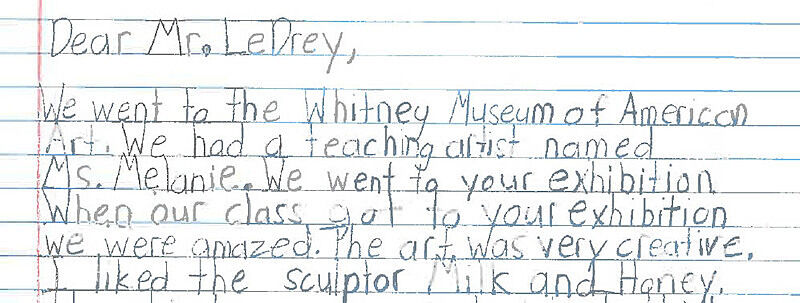 A student letter about visiting the Whitney