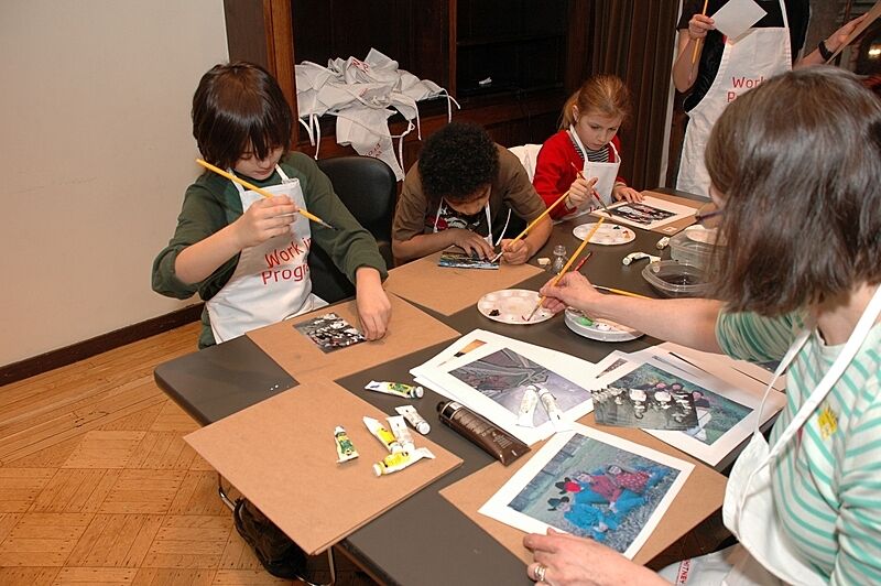 Families making art together