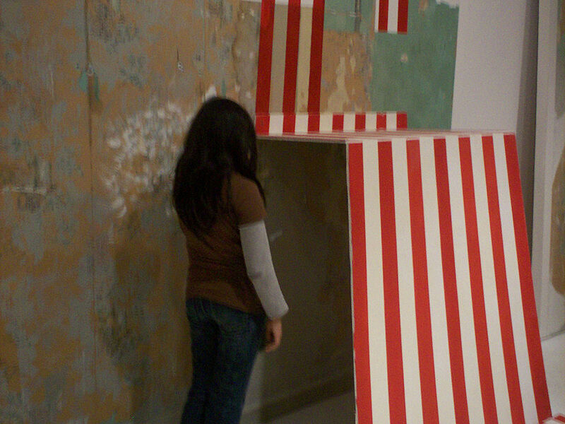 A child looks at the installation