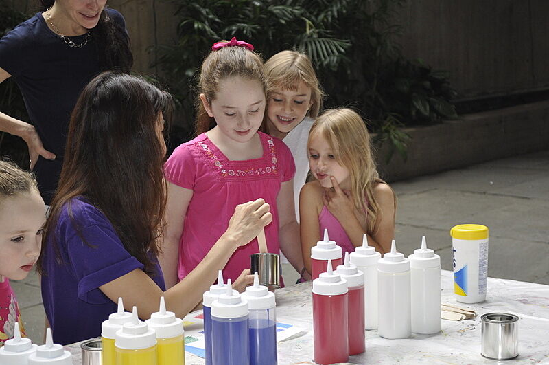 The participants create their own paint color