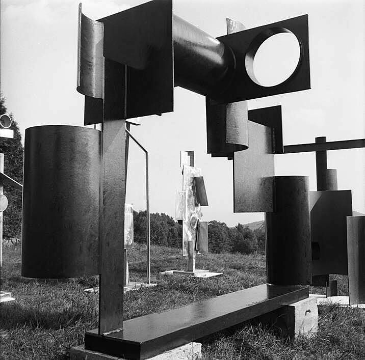An outdoor steel sculptural installation.