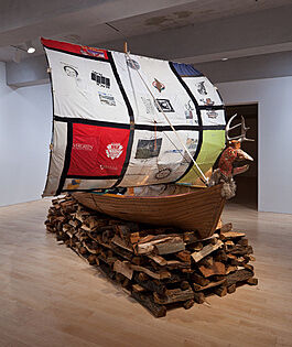 Matthew Day Jackson, Sepulcher (Viking Burial Ship), 2004, installation view