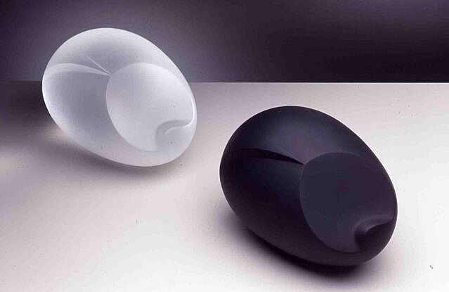 Two egg-shaped sculptures.