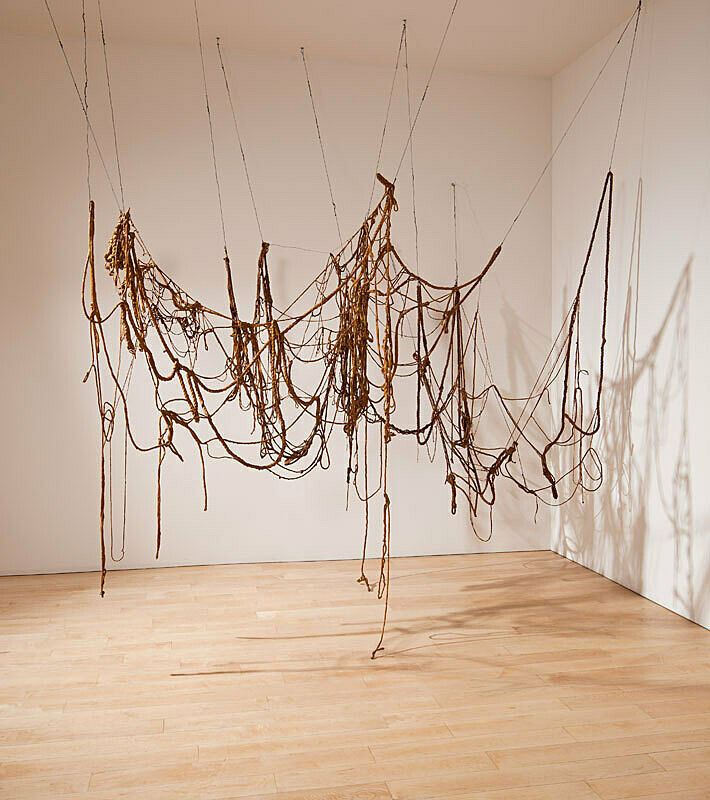 Rope artwork hanging from the ceiling