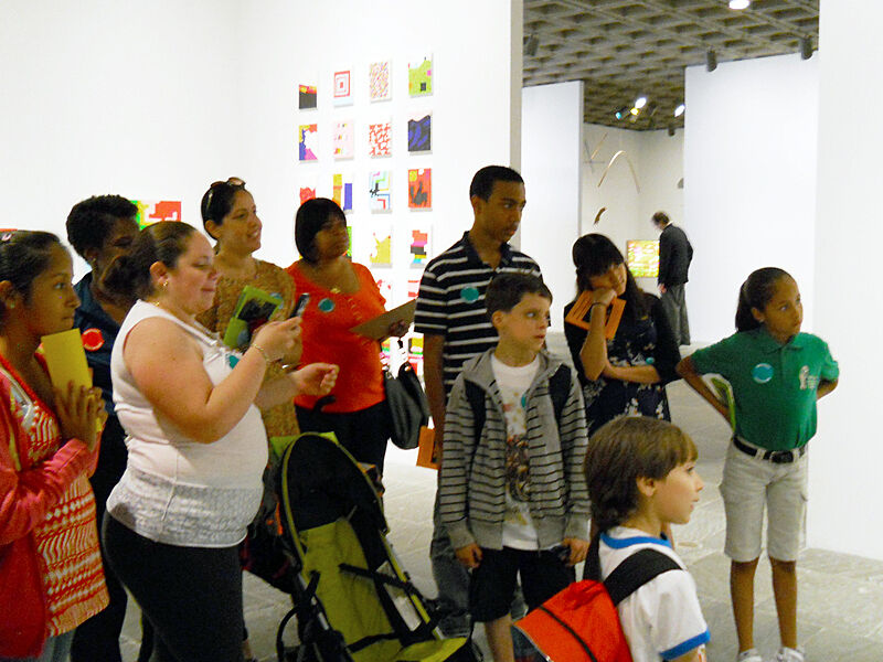 A group presentation in an art exhibit
