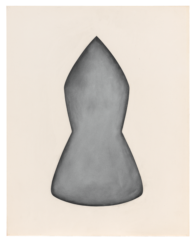 A charcoal drawing of a vase shape.