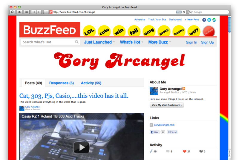 Buzzfeed screenshot featuring Cory's name and work.