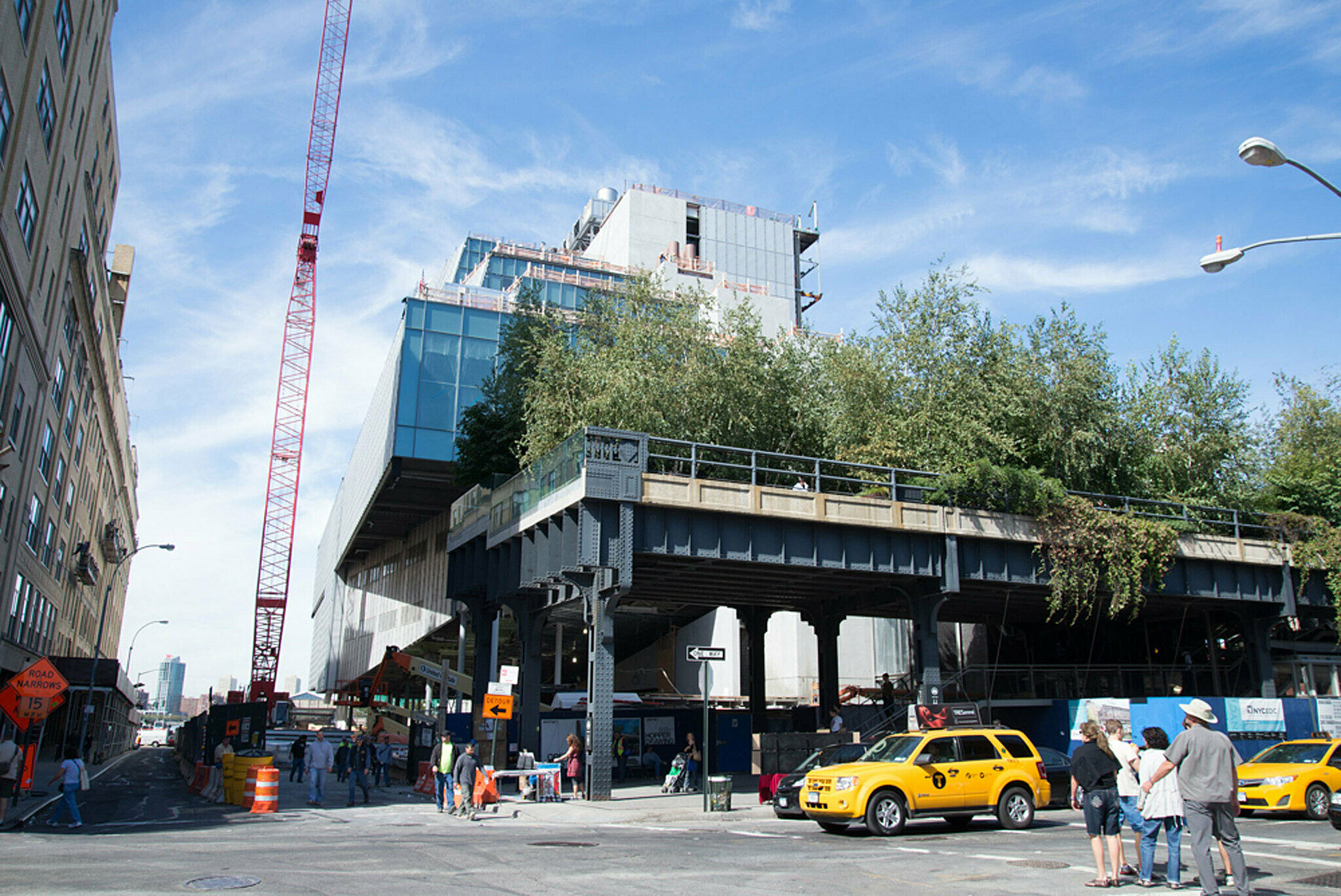 High Line with view of museum behind it.