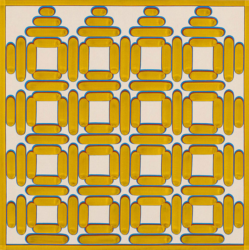 Yellow square shapes on paper. 