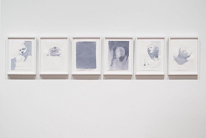 An installation view of artworks in a gallery.