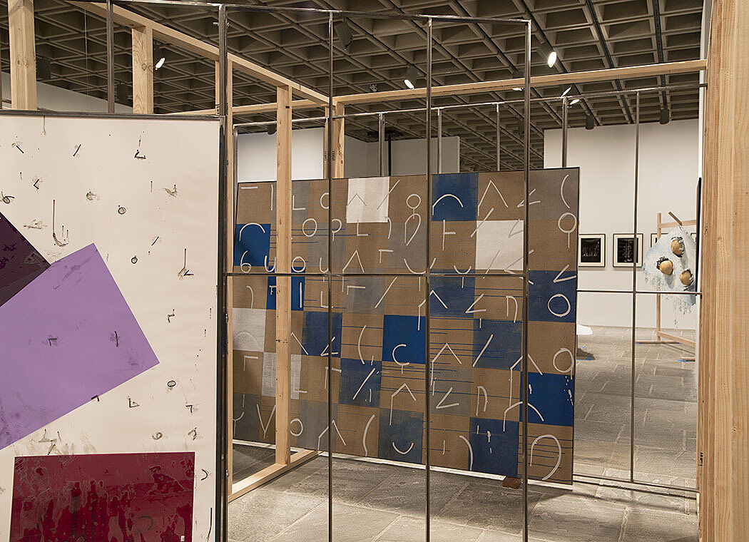 An installation view of artworks in a gallery.
