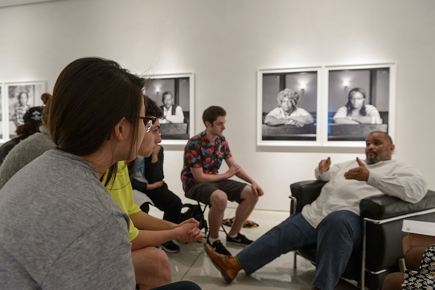 Dawoud Bey talks about his work inside the Mary Boone Gallery.