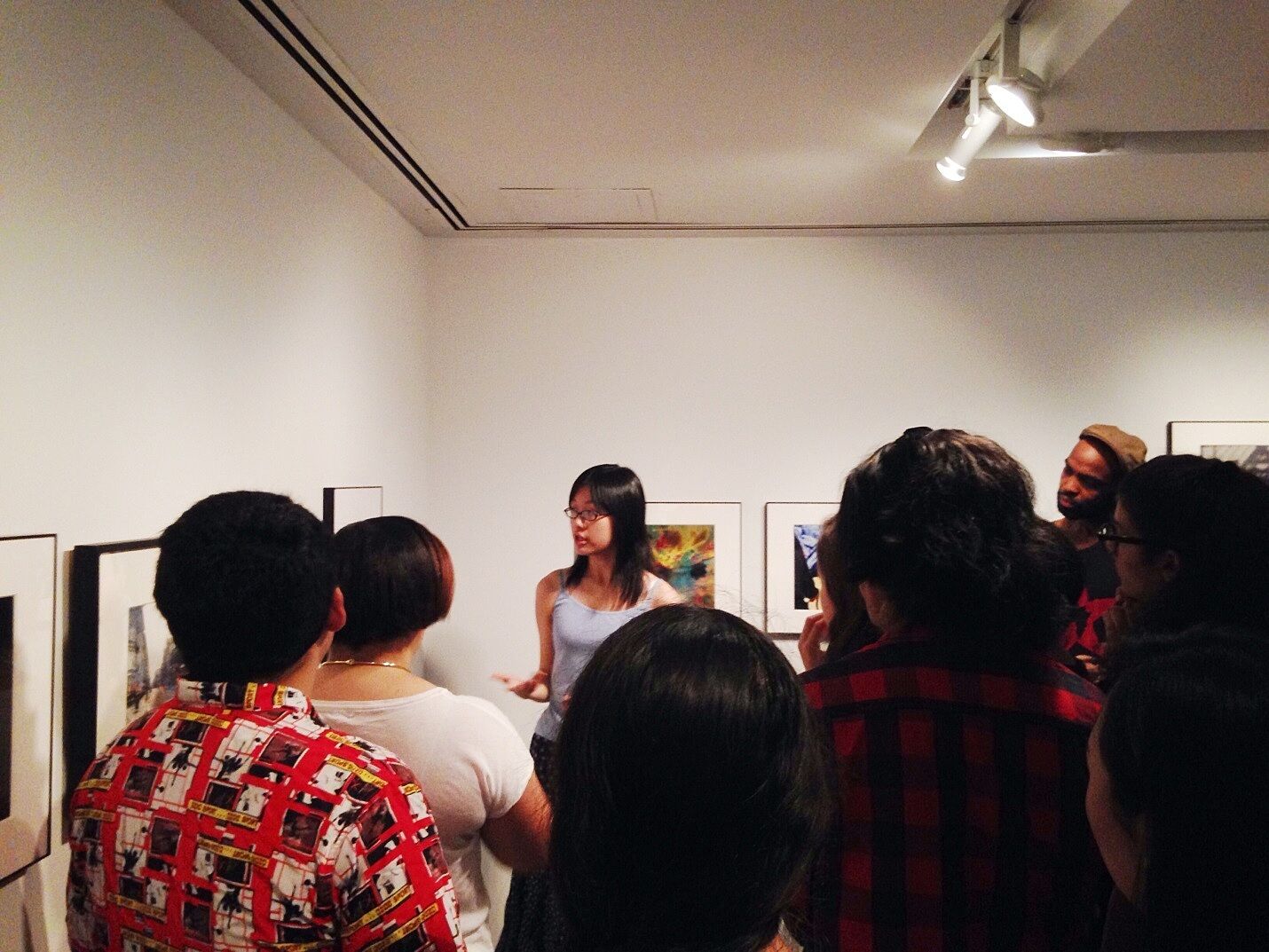 participant explains art to group