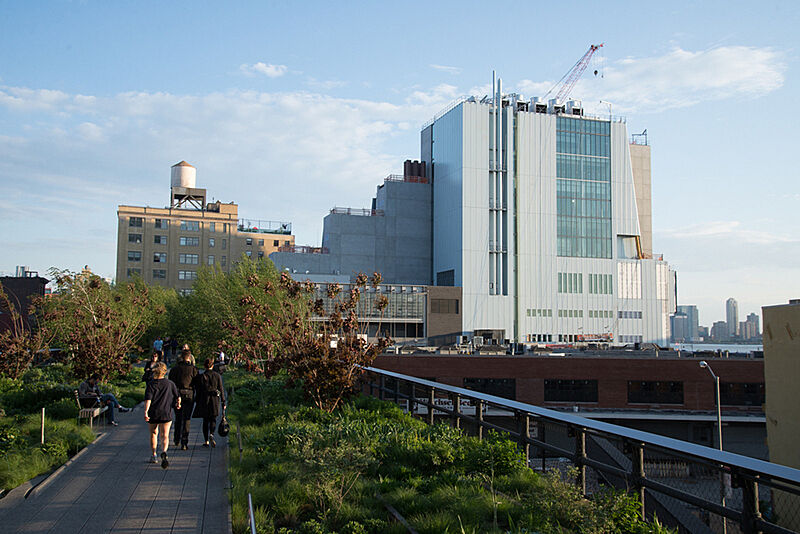 view of the new whitney building from High Line