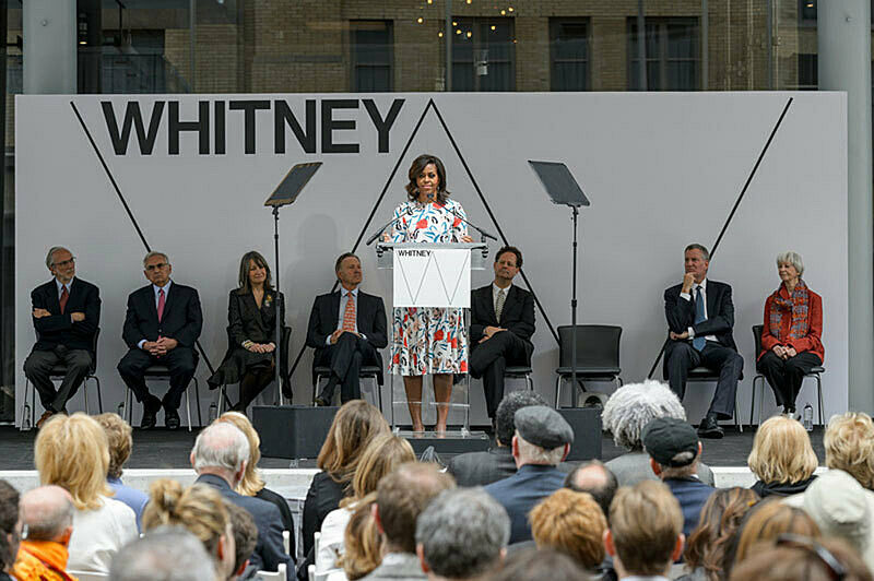 Former First Lady Michelle Obama at the opening of the new Whitney Museum