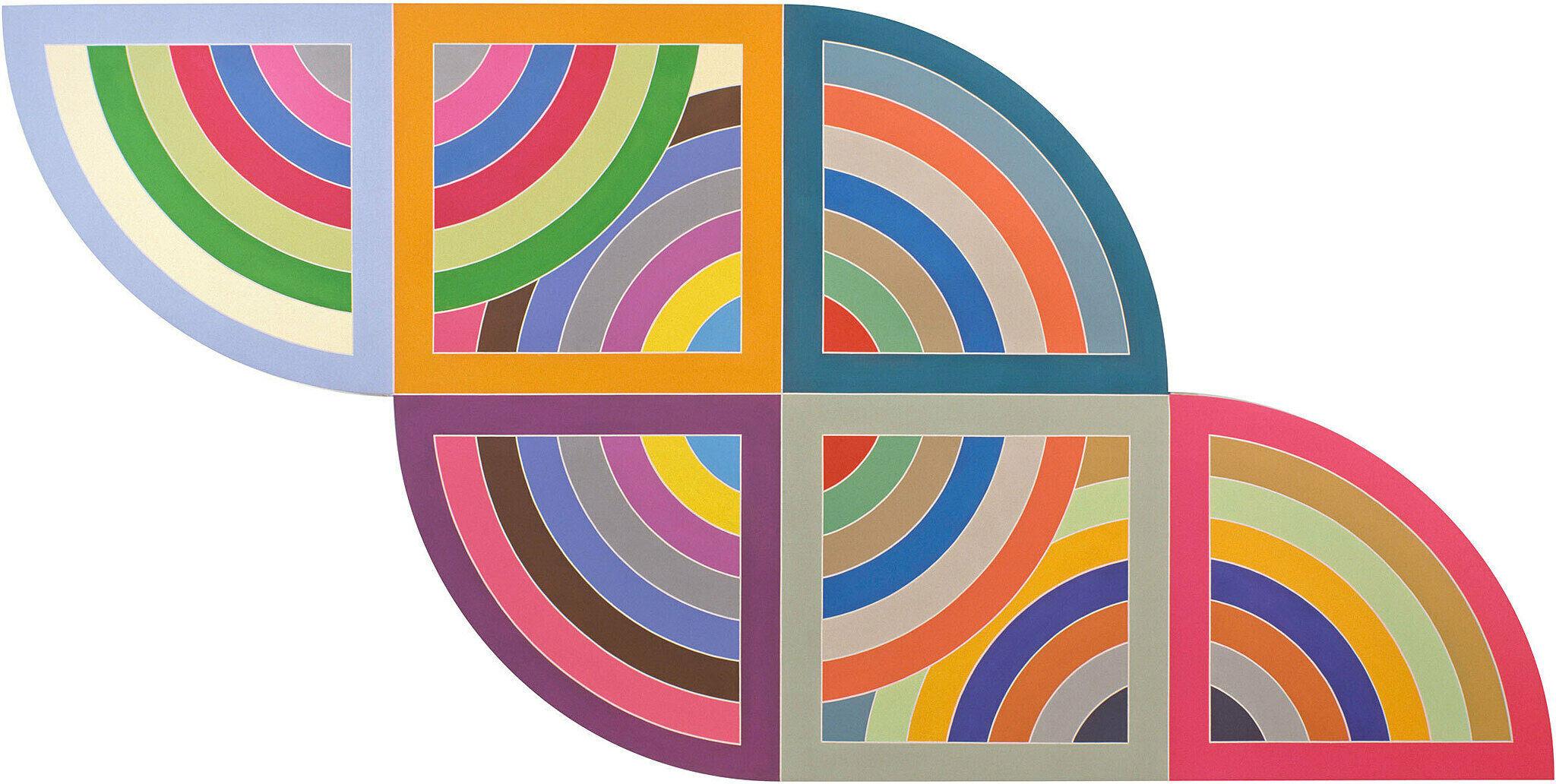 A flat, geometric painting by Frank Stella.