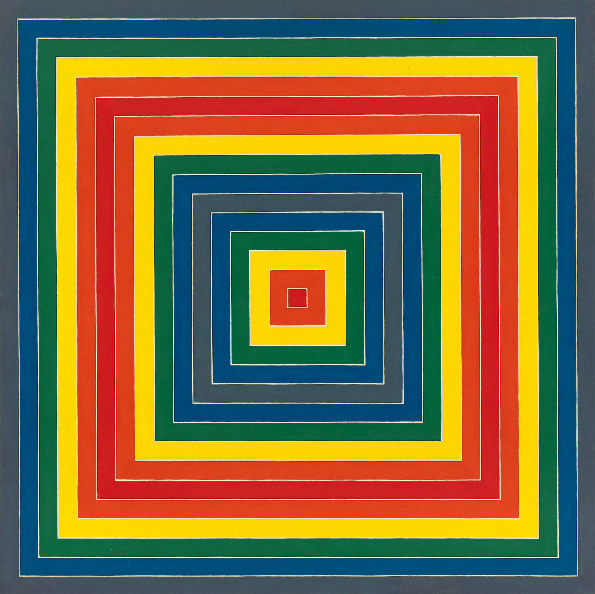 Concentric shrinking squares of color inlaid on each other.