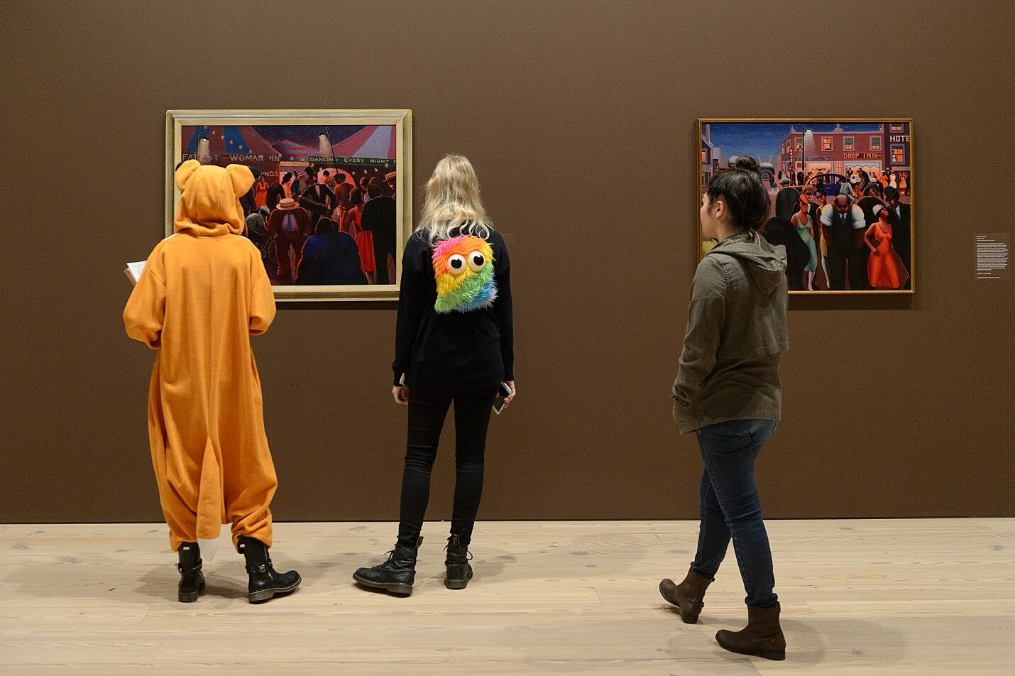 Teens viewing paintings