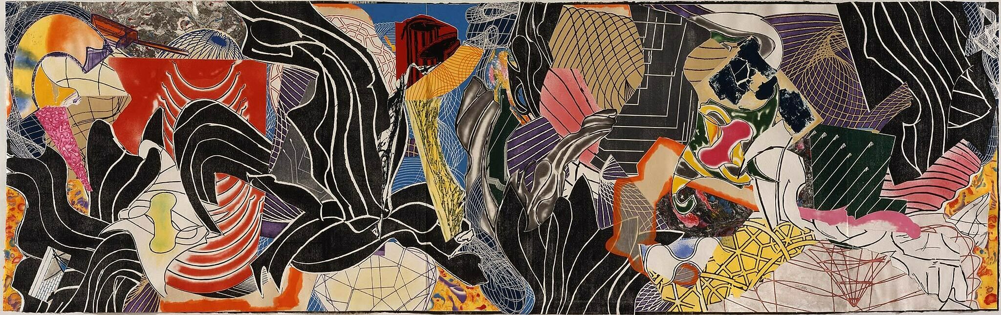 A woodcut of swirling lines and geometric patterns.