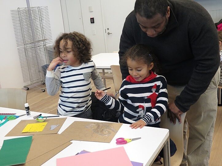 Families creating art at the Whitney 