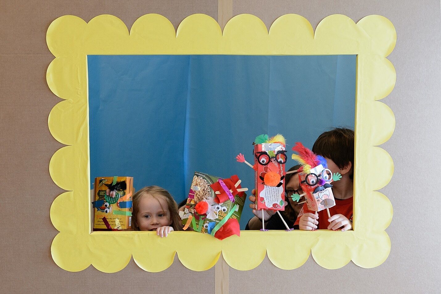 Staging a puppet show by children