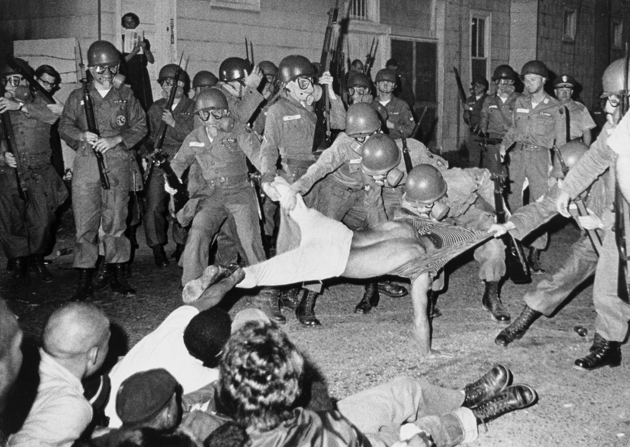 A photograph of a violent police scene.
