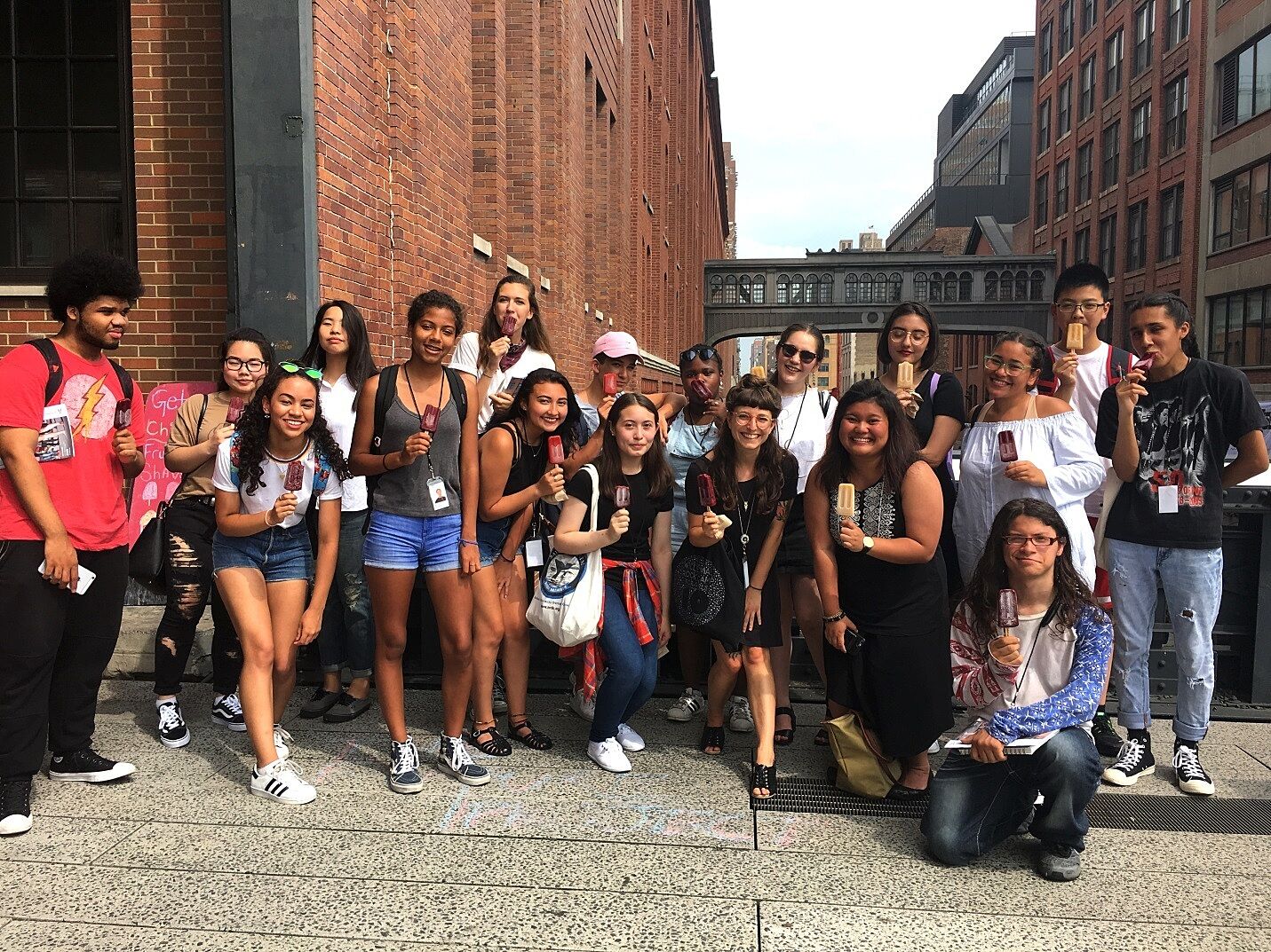 Y I Arts Careers participants enjoying popsicles on the High Line