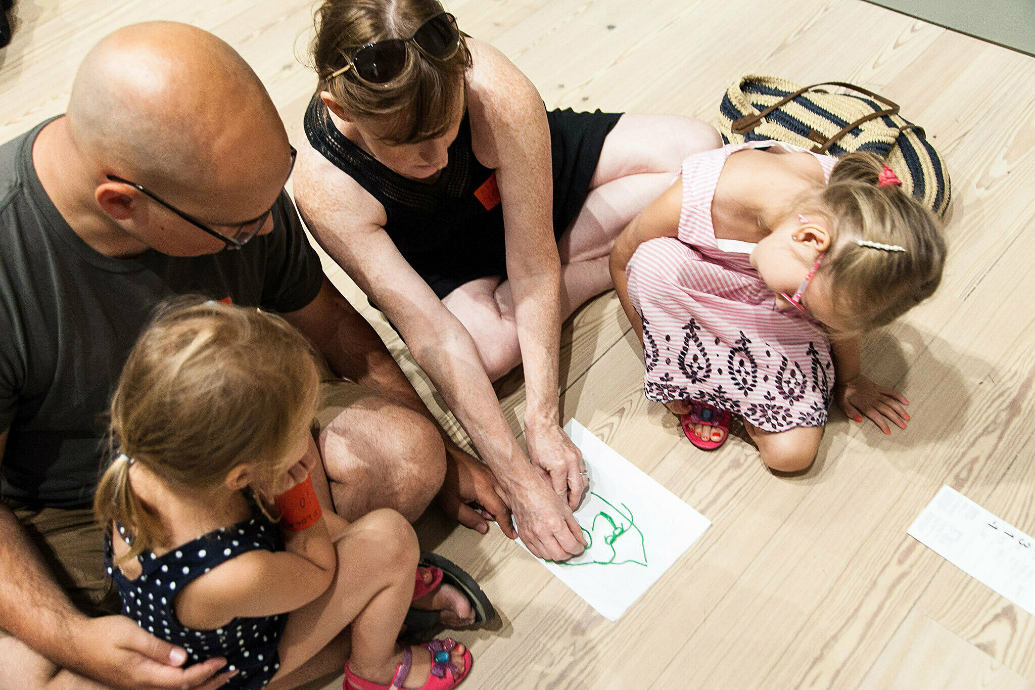 Families create artwork in the galleries