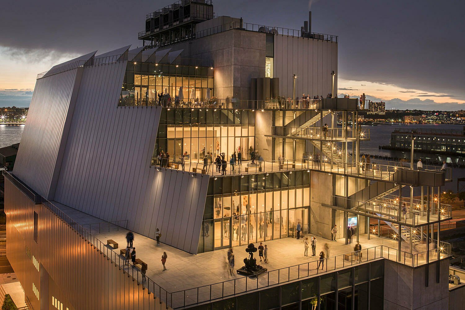 The Whitney Museum of American Art. A view of the building facing the Hudson River