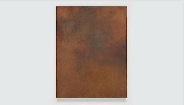 A work by Byron Kim. Abstract shades of browns and gold 
