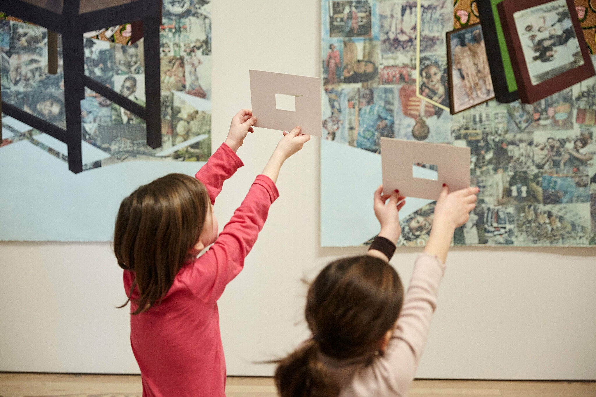 Children engaging with works on view