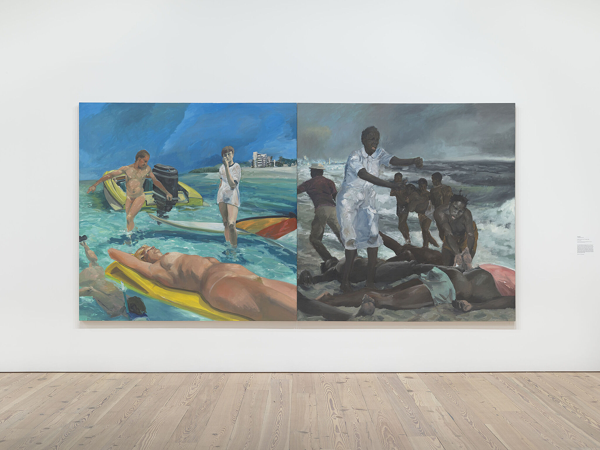 Eric Fischl's large painting hanging on the wall.