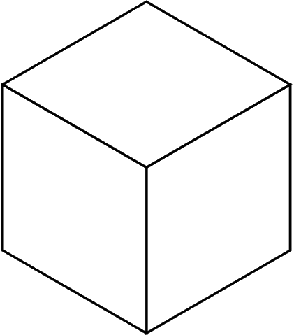 Line drawing of a cube.
