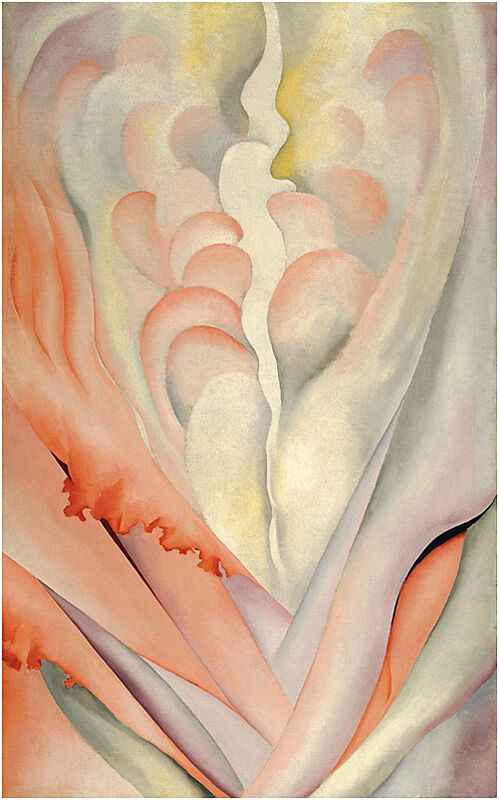 Up close of a flower painting by Georgia O'Keeffe.