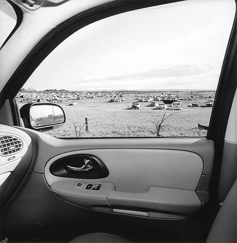 Desert scene photo taken from a car window.