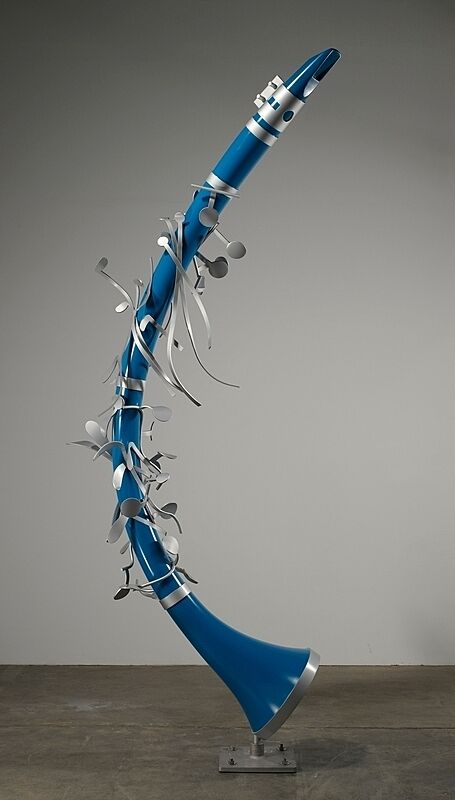 Curved blue clarinet.