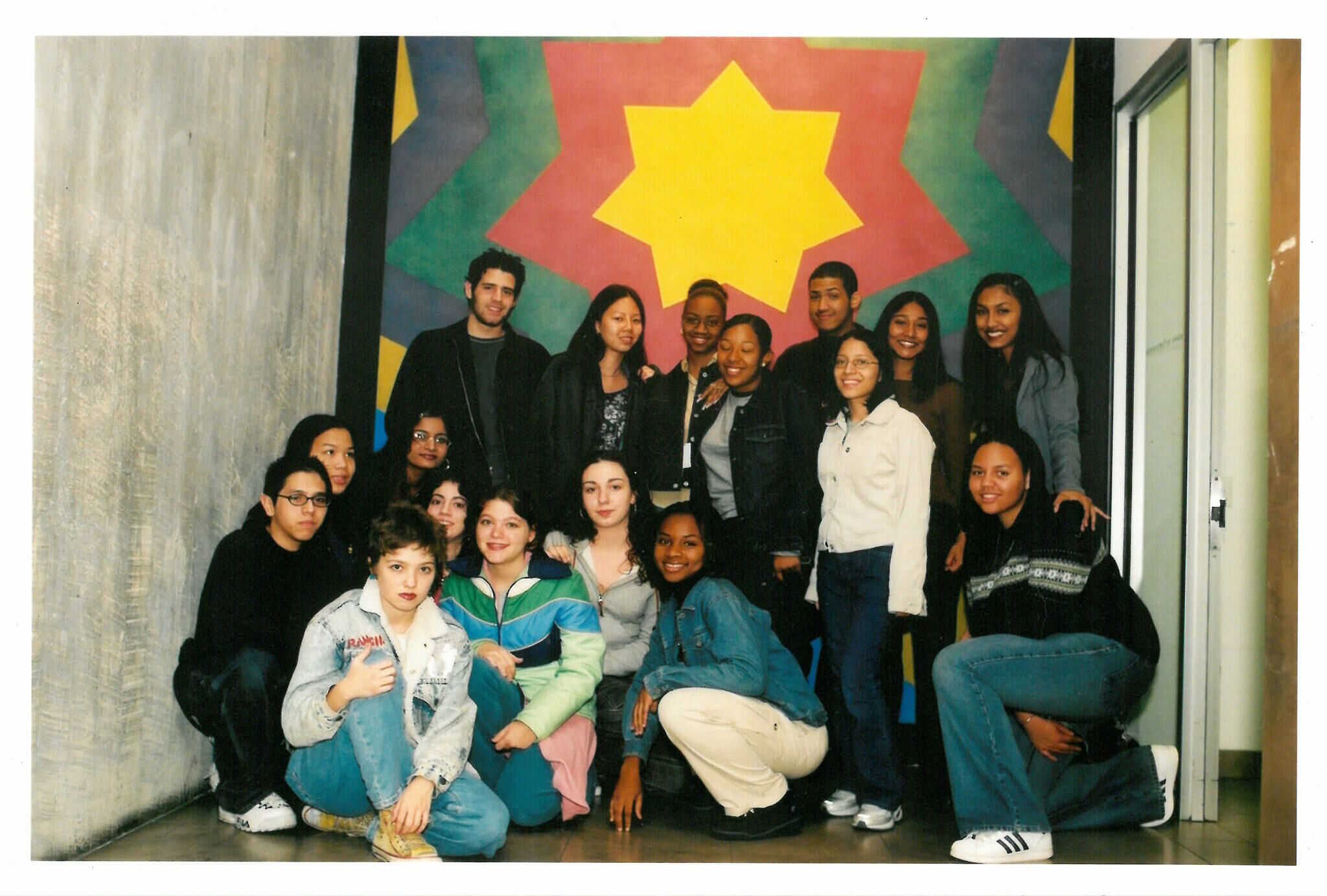 Group photo of Youth Insight Participants at the Whitney Museum in 2001-2002.
